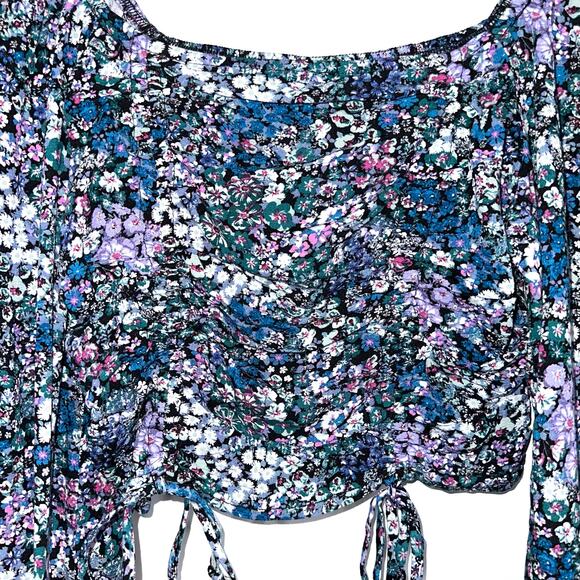 NWT Wild Fable Cropped Floral Bishop Sleeve Top Size XS - Picture 6 of 14